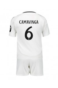 Real Madrid Eduardo Camavinga #6 Babyklær Hjemme Fotballdrakt til barn 2024-25 Korte ermer (+ Korte bukser)